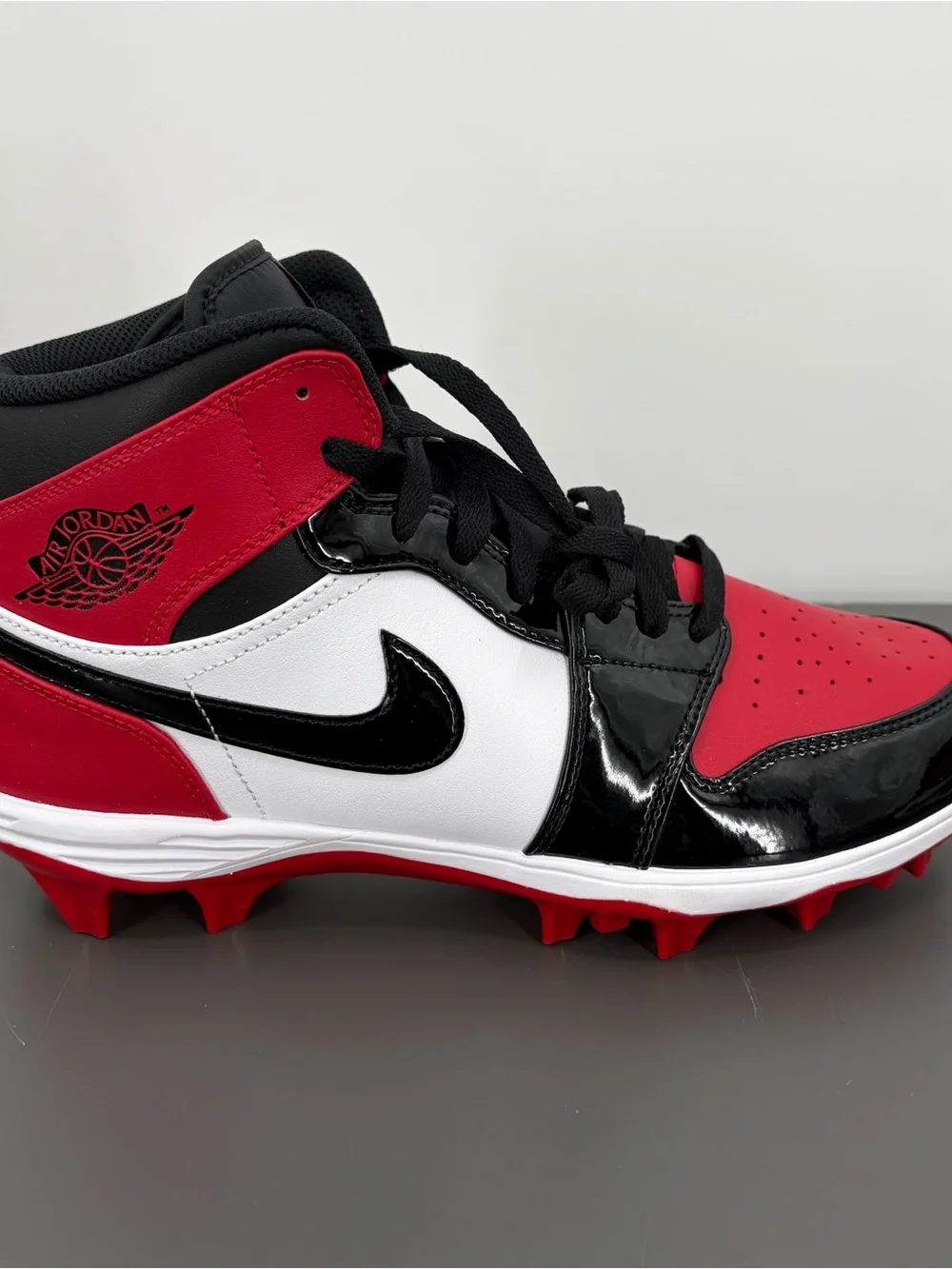 New‎ Men’s Nike Air Jordan 1 MID TD Red Black Baseball Cleats Size 12 FJ6805 601